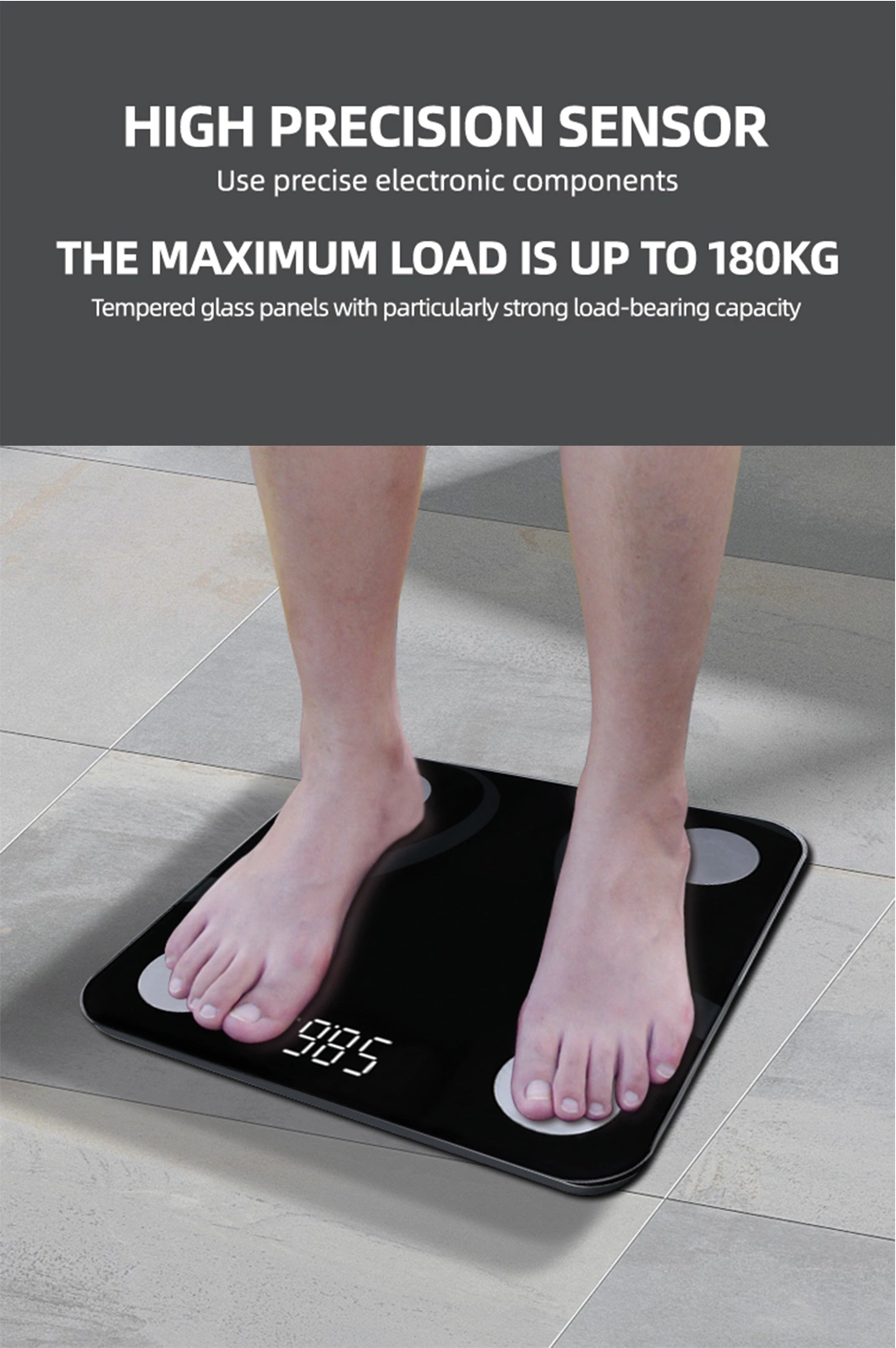 180kg Electronic BMI Scale Bathroom Weighing Digital Body Fat Smart Scales in Stock